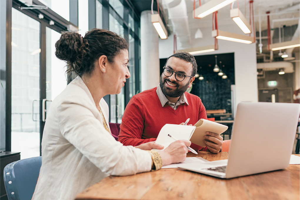 image of two person talking