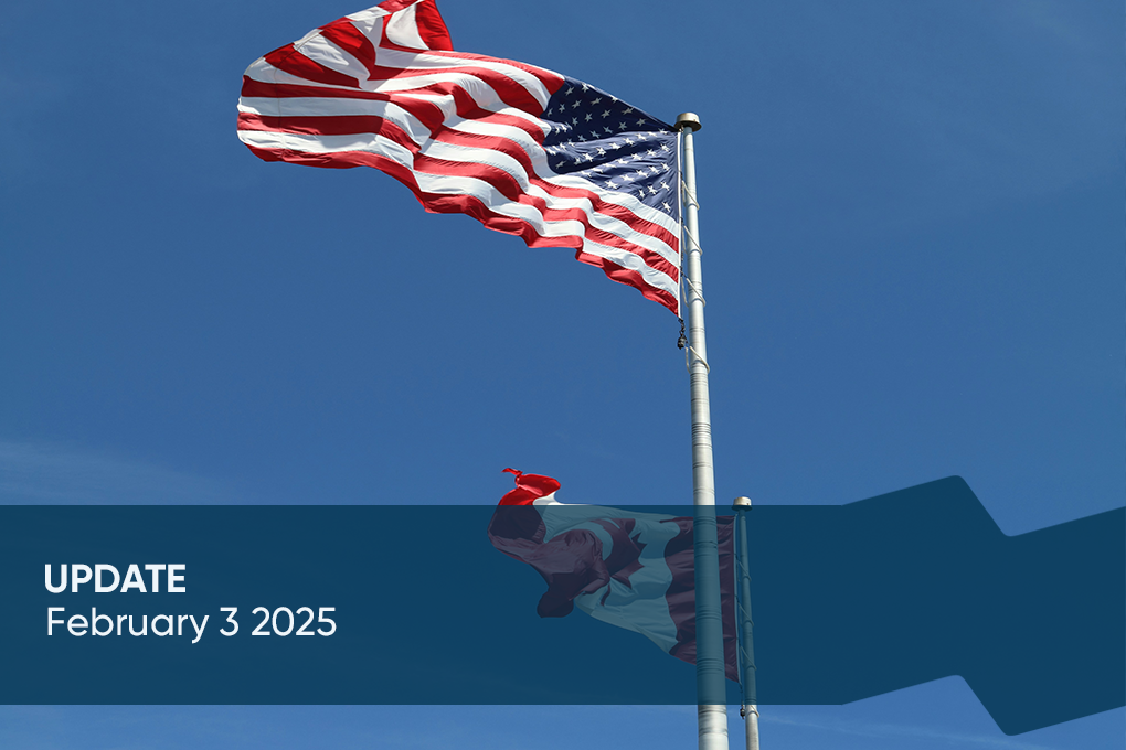 American and canadian flags 