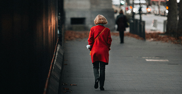 Woman walking outside