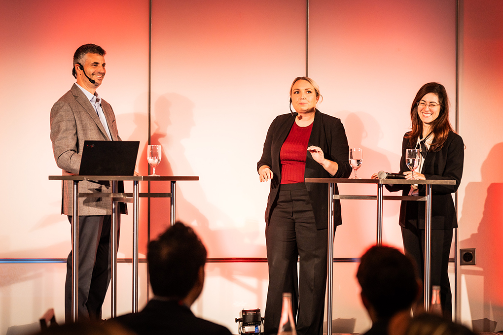 Martin Lefebvre from NBI with Frances Donald from Manulife Investment Management and Sonia Meskin from BNY Mellon Asset Management.